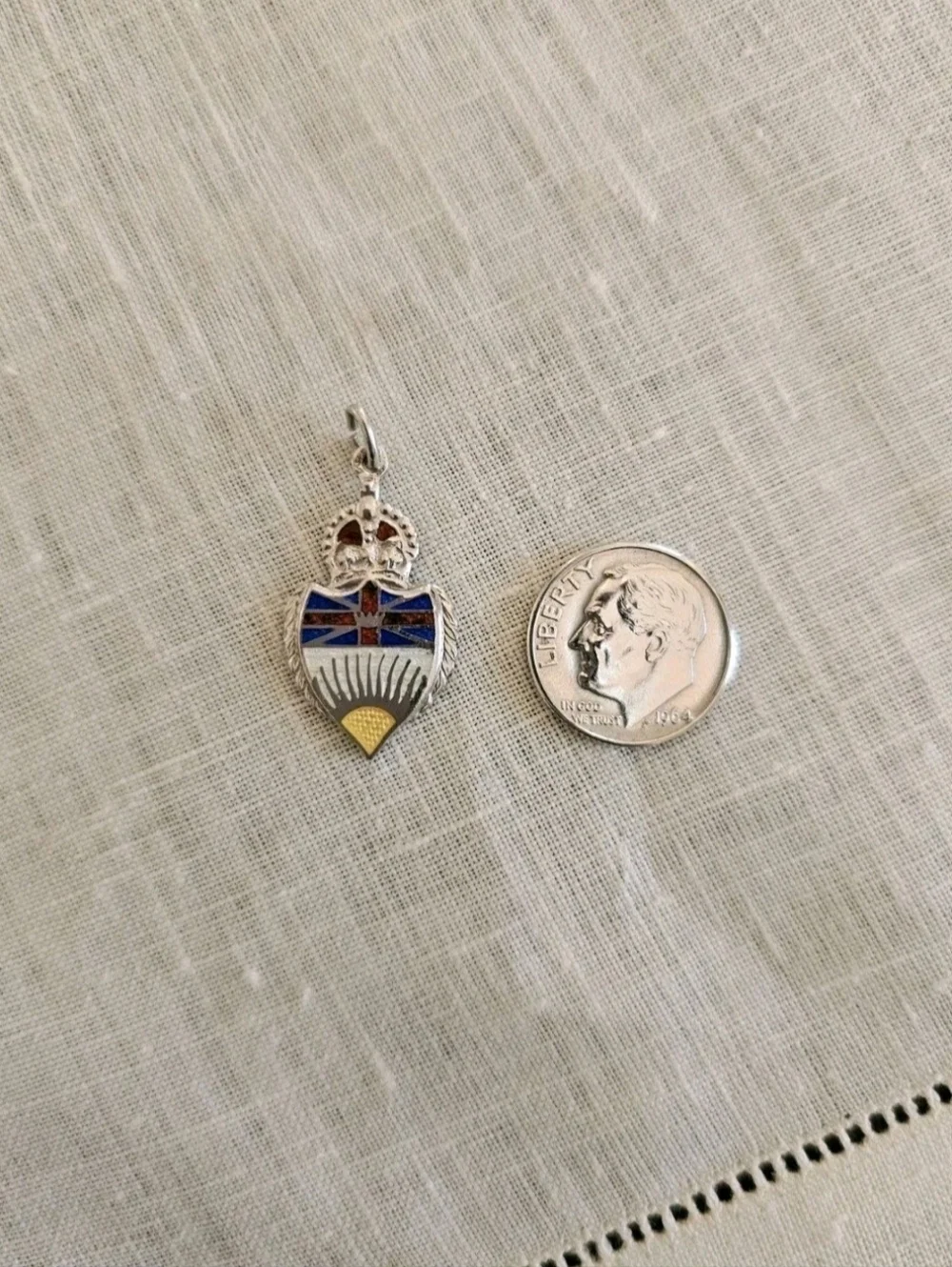 Vintage 60's BMCO Sterling Silver Pendant British Columbia Canada Enamel Shield